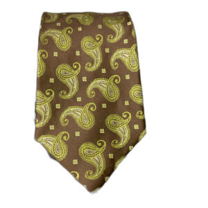 VENTURI UOMO Handmade silk Tie Men's 60” Long Brown Green Paisley Hand made*